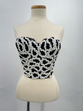 VTG Gelmart 34B (XS) Vintage Black Lace Corset Top Embellished Details vintage